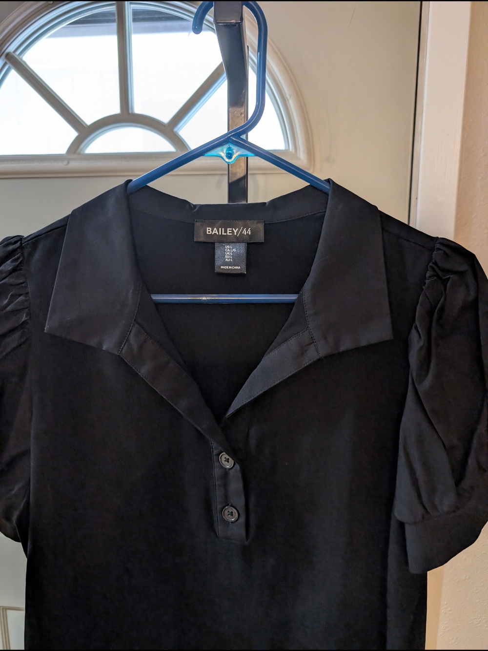 Bailey 44 Black Short-Sleeve Collared Top